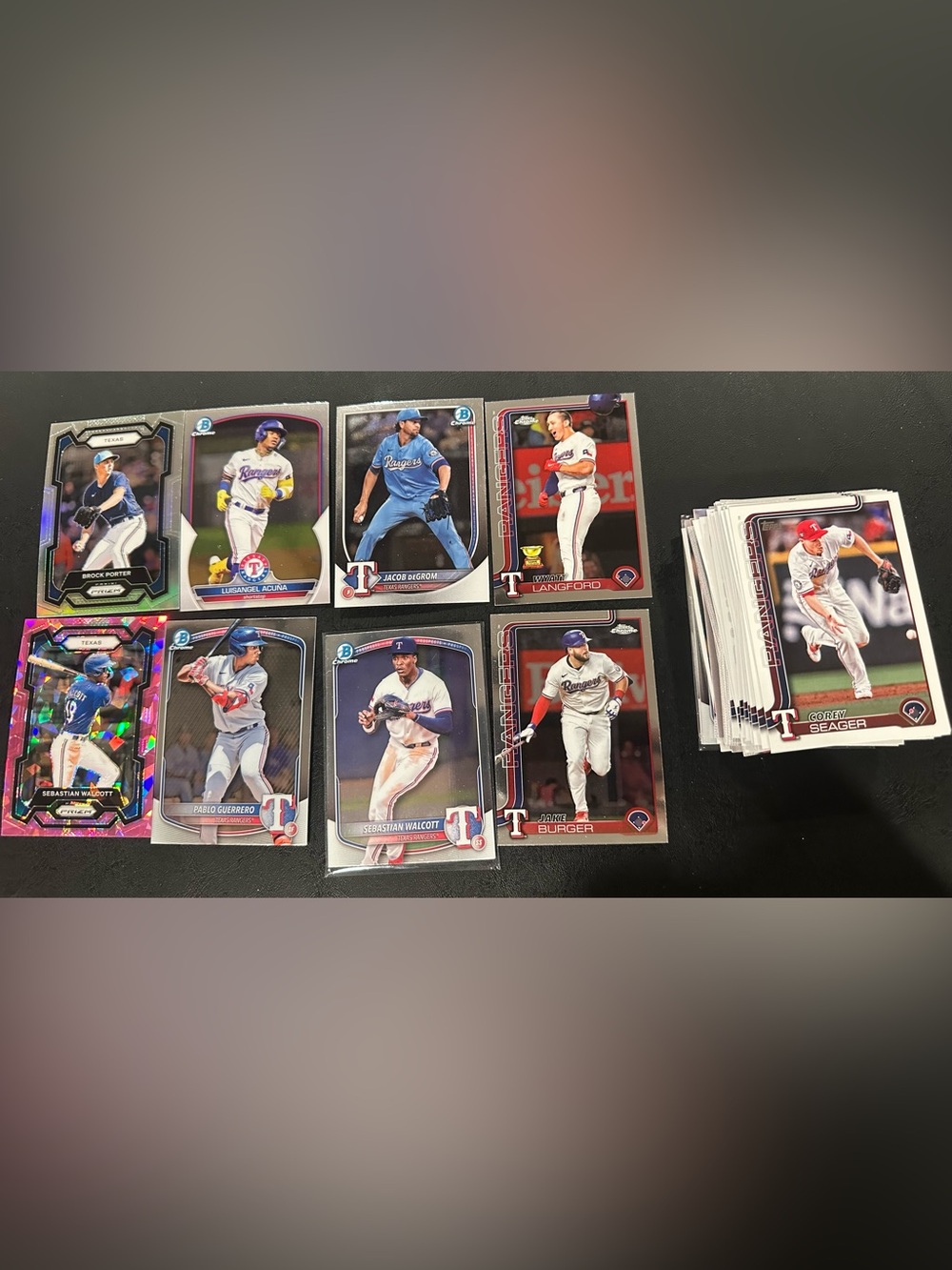 Lot of Baseball Cards - Texas Rangers Design - White, Red, Blue